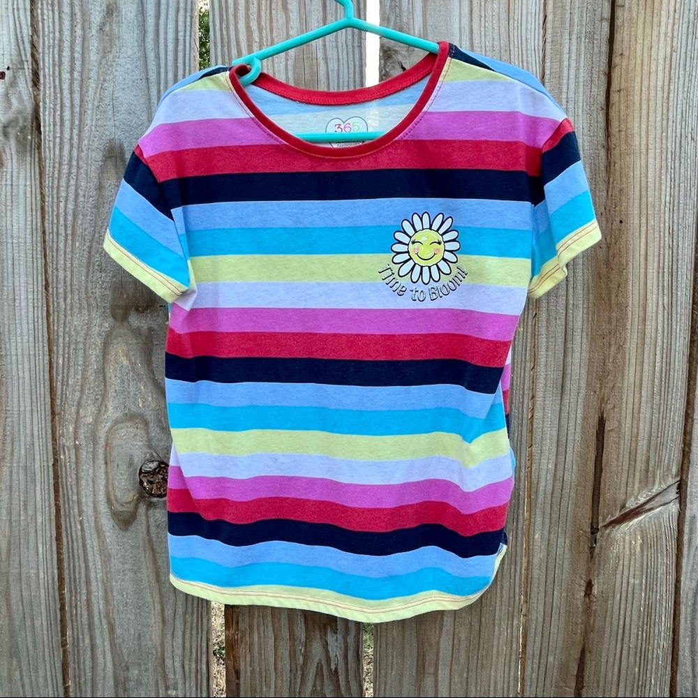 365 Kids From Garanimals Size 7 Multi Color Stripe Shirt with white Sunflower